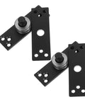 Two Piece Heavy Duty 360 Degree Stainless Steel Rotation Hinge For Interior Doors With Concealed Shaft Pivot, Hidden Door Hinge With Smooth Motion, Built To Last Rust Resistant Durable Door Accessory. Black two-piece concealed pivot hinge set for interior doors