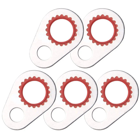 Close-up of silver and red bonded seals from AC System Compressor Gasket Seal Kit 60 Piece Port Seal Washer Set For Air Conditioning Repair