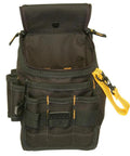 Medium Ziptop Utility Pouch Black With 11 Pockets And Double Pull Zipper Cover For Secure Gear And Tools Snap Back Front Cover Stays Out Of The Way Plus Large Front Panel Pocket For Quick Access
