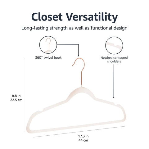 Space Saving Slim Velvet Non Slip Suit Hangers Pack Of Fifty Blush Pink Rose Gold Heavy Duty Clothes Rack With Deep Notches Keeping Your Threads Crisp Total Closet Flex