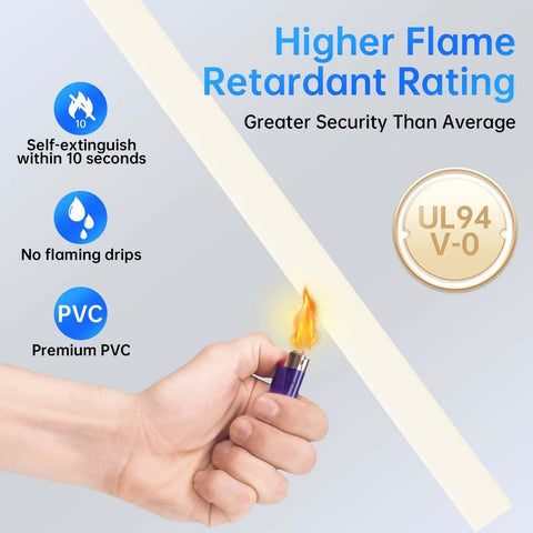 Hand testing flame on One Cord Channel Cable Hider For Wall Cables 254 Inch Length White Cable Cover For TV Mounts Easy Install