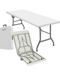 Six Foot Heavy Duty Folding Table With Locking Legs And Carry Handle Portable Plastic Utility Table for events and parties.