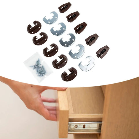 Drawer Fix Kit With Guide And Track Repair, Rollers And Metal Plate For Smooth, Quiet Office Drawer Restoration, 5 Pieces, shown in use