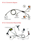 Diagram of 1 To 5 Pin Bike Electric Cable Kit For Controller Light Brake Display Throttle With Safe Wrapped Wires for ebike