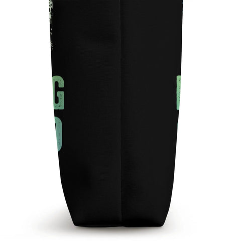 Side view of Retro Wing Foil Tote Bag for Wingsurfing Fans with Vintage Man on a Wingboard Design Dope Water Sports Gear