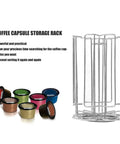 Metal Coffee Pod Storage Rack For Easy Grab And Go Capsule Organization Iron Construction with colorful pods on the side
