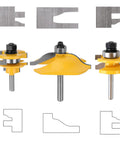 Three Piece One Quarter Inch Shank Round Over Cove Router Bit Set for Woodworking with profiles and cutters