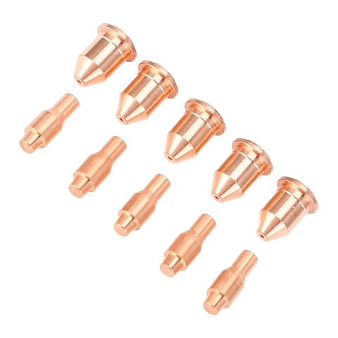 Sturdy 13Pc Plasma Cutting Consumables Kit Perfect Fit For Harbor Freight 45A, showing 10 copper nozzles and electrodes.