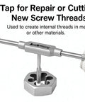 1/4-18 NPT Tap And Die Set For Pipe Threads, GCr15 Alloy Steel Tap And Hex Die Combo