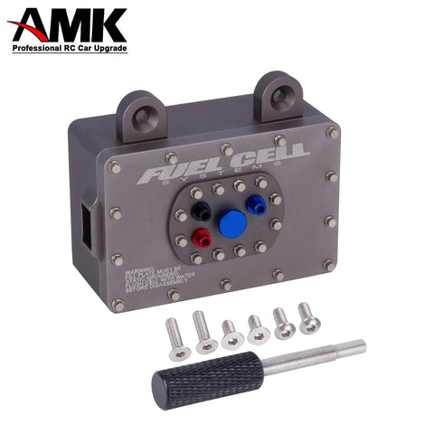 Beefy CNC Aluminum RC Crawler Fuel Cell Receiver With Simulated Fuel Tank Fits SCX10 PRO RR10 Capra Gray with screws and tool