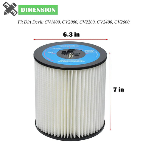Product image of 7 Inch Central Vacuum Filter Replacement Cartridge Fits CV2000 CV2200 CV2600 And Vacuflo FC300 FC520 FC530 FC550 FC610.