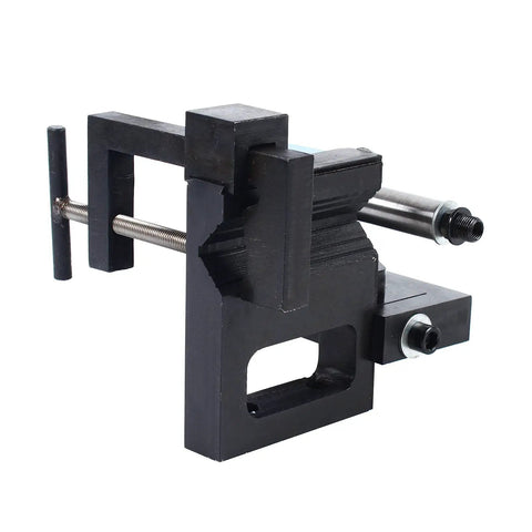Heavy Duty Round Pipe Notcher Tool grips tight with black steel frame, designed for precision 0-50 degree cuts on tubing.