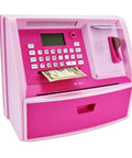 ATM Style Talking Piggy Bank For Kids With Coin Reader Balance Calculator Password Protected Card Access Alarm Clock