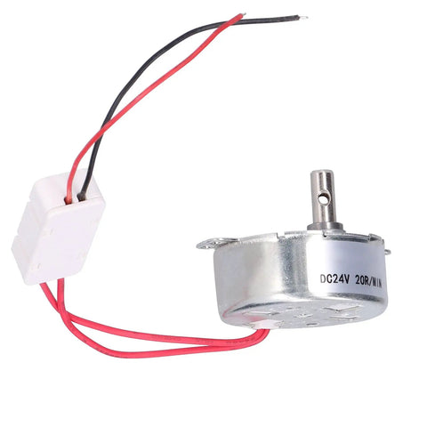 Heavy Duty 24 Volt DC Motor For Fans Heaters And Stands With Super Smooth 20Rpm Speed And Reversible Cw Ccw Rotation To Fix Your Appliances Fast, featuring red and black wires.