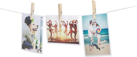 Natural Wood Clothespins 50 Pack Built Different Heavy Duty Wooden Clips With Rust Resistant Springs for hanging photos outdoors