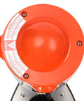 Top view of No Sweat Electric Commercial Glass Washer Cranks Out Eight Hundred Cups Per Hour with warning labels.