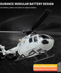 Single Propeller RC Helicopter With 6 Axis Gyro Stabilization For Newbies Aileronless Flight showing modular battery design