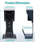 Dimensions of EV Charger Wall Mount Holder For SAE J1772 Cord Organizer showing size and details for installation.