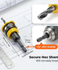 Pro Grade Four Blade Countersink Drill Bit Set With Depth Stop And Aluminum Stop Collar for wood and plastic side view