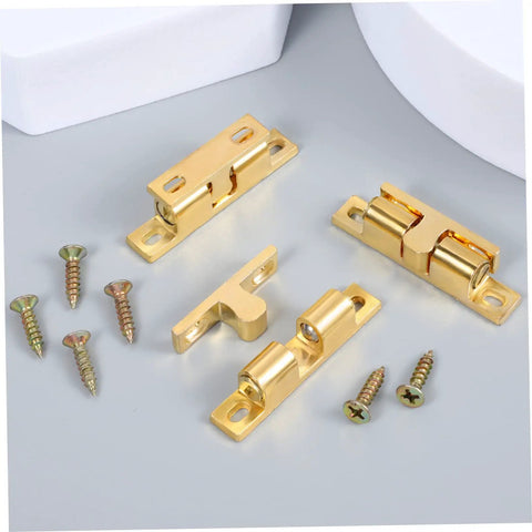 Heavy Duty Cabinet Latches Set 24 Pcs Golden Finish Brass Ball Tension Latches with screws, ideal for doors and drawers