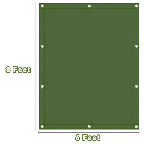 Heavy Duty Canvas Tarp 6x8 Feet With Rustproof Aluminum Grommets Every 24 Inches showing dimensions and grommet placement