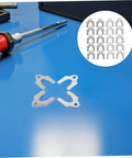144 Piece Auto Body Shims Kit For Car Body Panels And Sheet Metal, Durable Precision Steel Alignment Sticks With Universal Compatibility For Shops And Pros, Fast Panel Alignment And Leveling For Quick Repairs, steel shims on blue workbench