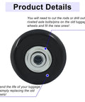 Premium Top Shelf Heavy Duty Rubber Luggage Replacement Wheels 50X18Mm 4 Pack close-up showing core and tread for suitcase repair.