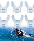 Six Pack Silicone Diving Mouthpieces In Clear With Tie Strap And Universal Caliber Fit For Most Breathing Tubes