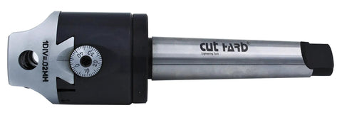 Beast Precision Boring Head, 50mm Body, 10mm Bore, 19mm Travel, 1.5 Inch Shank 18 TPI R8, shown in chrome silver and black