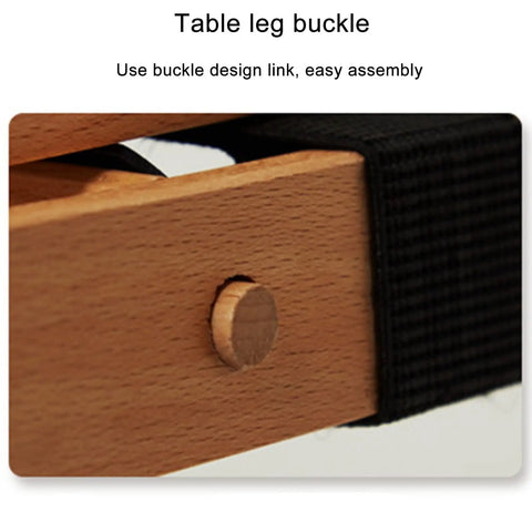 Close-up of wooden leg buckle on Two Pack Folding Wooden Luggage Stand For Hotel Rooms, Collapsible Luggage Rack With Strong Metal Connectors.