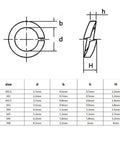 1000 Pcs Mixed M1.6 M2 M2.5 M3 M3.5 M4 M5 M6 M8 Black Stainless Steel Split Lock Washers With Elastic Gasket Kit In Box GB93 A2 304 Stainless Steel Heavy Duty Fastener Set size chart