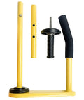 Built Tough Pallet Stretch Film Dispenser With Sure Grip Handle Fits Standard 16 To 18 Inch Rolls, metal parts visible, yellow finish.