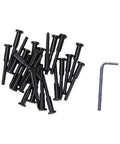 A collection of black oxide screws and an Allen key for the Hardcore Marine Grade 316 Stainless Steel Concealed Cable Railing Kit 1/8 Inch.