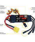 40A Beefed Up Brushless ESC For RC Fixed Wing Aircraft And Helicopter With 5V 4A SBEC XT60 Connector And 3.5mm Plugs Supports 2 To 6S LiPo Packs