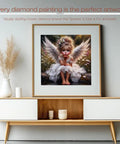 Framed Angel Girl Diamond Art Kit For Adults 5D Diamond Painting Round Full Drill Gem Art Craft Set 12x12 Inch in living room