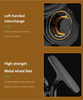 Close-up of Ambidextrous 10+1BB All Metal Spinning Reel With 6.2:1 High Speed Gear, showing left-handed interchange and metal wheel feet.