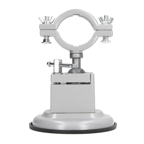 Pro Grade 360 Degree Universal Bench Vise with aluminum clamp and suction cup base, front view showing dual bolts and smooth rotation.