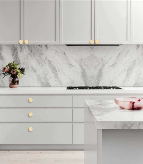 2 Pack Brushed Brass Cabinet Knobs Set For Kitchen Cabinets Dressers Drawers Zinc Knob Handles on white cabinets