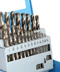 Cobalt Drill Bit Set 21 Pcs M35 HSS Pro Grade Heavy Duty Twist Jobber Length For Hardened Metal Stainless Steel Cast Iron And Wood
