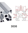 Hella Solid T Slot Aluminum Extrusion Profile Guide Rail Bar For CNC Router And 3D Printer Frame Build, 3030 size with precision dimensions.