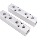 Air Compressor Manifold 4 Way 6 Port Aluminum Distribution Block For Pneumatic Systems With 1/2 NPT Supply and 1/4 NPT Outputs