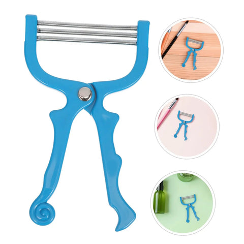 Facial Hair Remover Tool Set Stainless Steel Spring Threading Epilator 4 Pieces Manual For Women With ABS Handle Portable On The Go Use On Neck And Face For Eyebrow And Facial Hair Removal Travel Ready, blue ABS handle