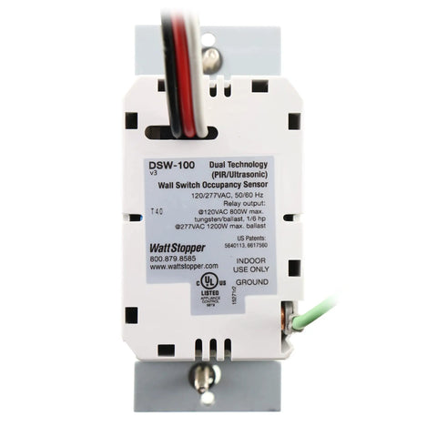 Back view of Dual Technology Wall Switch Sensor No-Brainer Auto On Or Manual On Modes, Zero Crossing Relay For Long Relay Life