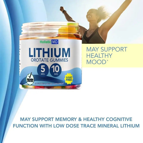 Lithium Orotate Gummies 5mg Per Gummy Clinically Studied Chelated High Bioavailable Sugar Free Vegan Three Flavors
