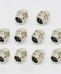 10 Pack 4 Pin Ham and CB Radio Microphone Connectors Male Panel Mount Nickel Plated for Easy Mic Jack Replacement and Upgrades
