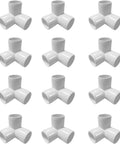 3 Way 1 Inch PVC Fittings Corner Cross Elbow 45 90 Degree For Greenhouse Shed Tent And Furniture Build, pack of 12