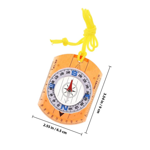 Orange Survival Compass With Lanyard For Hiking And Camping, Ultra Portable Lightweight Navigation Tool With Measurements