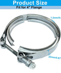 4 Inch Beefed Up Stainless Steel V Band Clamp With Quick Release Universal Flange Kit for Racing Exhaust Down Pipes