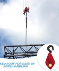 Beefed Up Heavy Duty Lifting Cable Pulley Block For Hauling And Towing Half Ton Capacity Side Opening Design 360 Degree Rotatable Hook Iron Wire Rope Crane Pulley Wheel Smooth Operation And Easy Load Handling on steel beam