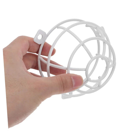 Heavy Duty Fire Sprinkler Ceiling Cover With 6mm Mounting Hole Featuring Slick Mesh Safety Guard For Smoke Detectors And Decorative Metal Shield with hand holding white mesh.